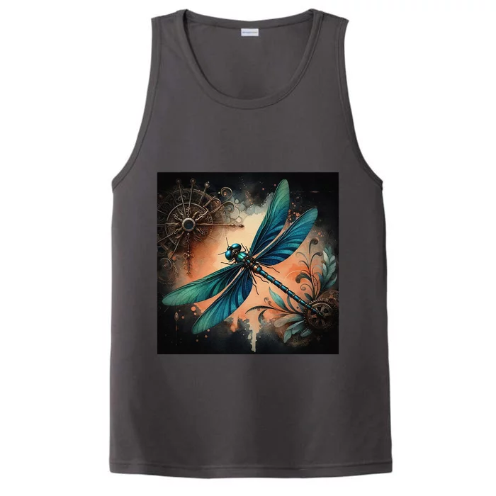 Teal Dragonfly Steampunk Performance Tank