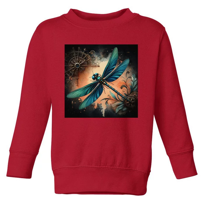 Teal Dragonfly Steampunk Toddler Sweatshirt