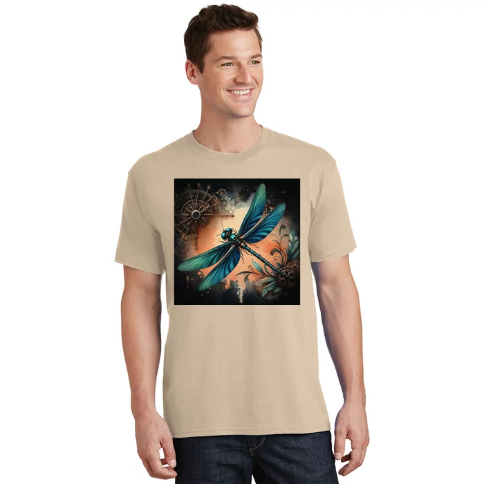 Teal Dragonfly Steampunk T-Shirt