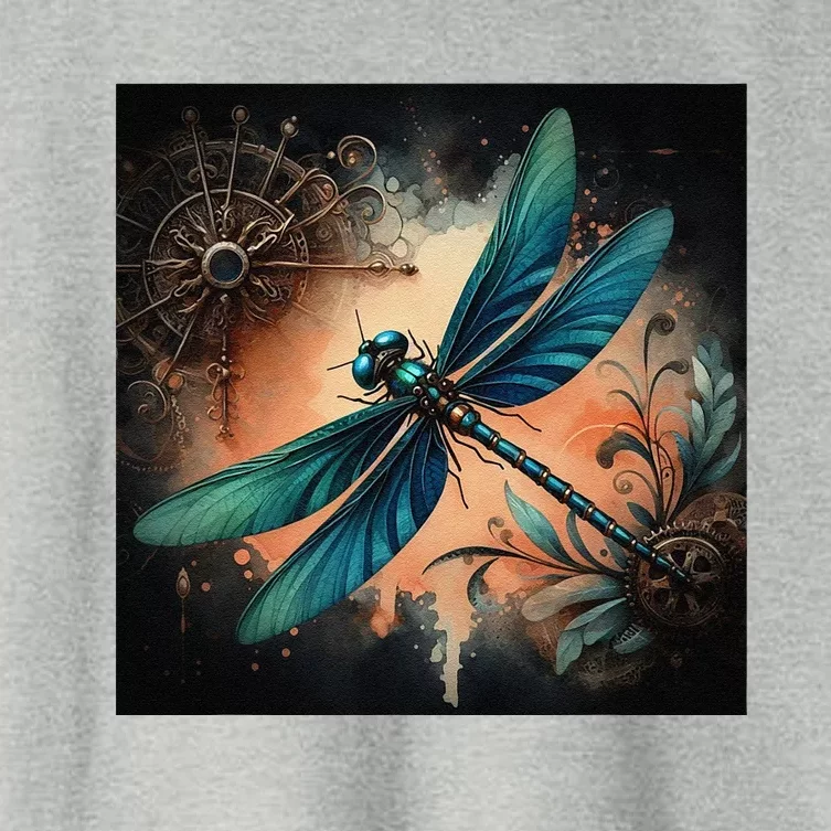 Teal Dragonfly Steampunk Women's Crop Top Tee