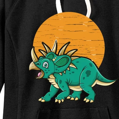 Triceratops Dinosaur Sunset Women's Fleece Hoodie