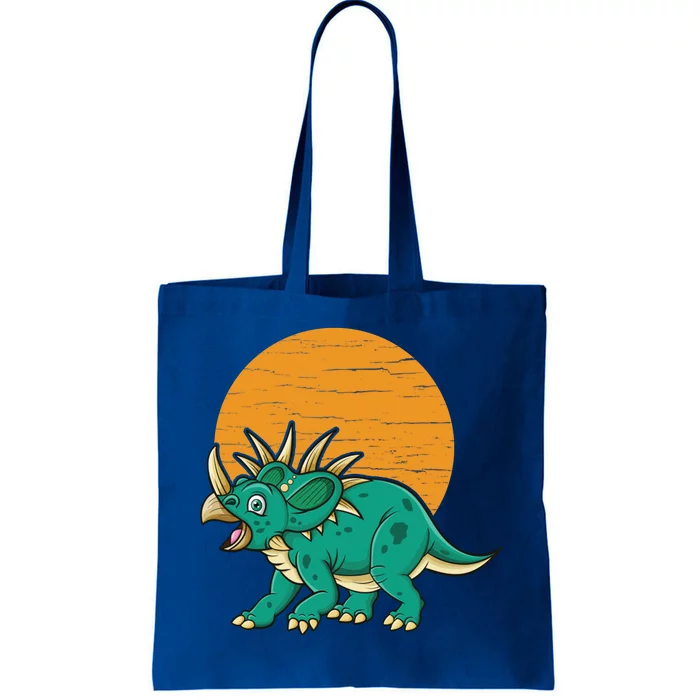 Triceratops Dinosaur Sunset Tote Bag