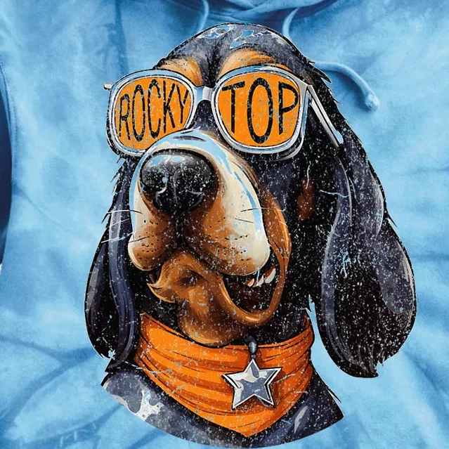 Tennessee Dog Sport Lovers Coonhound Fan Rocky Tie Dye Hoodie