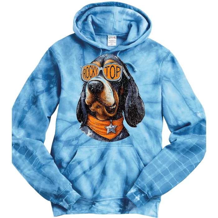 Tennessee Dog Sport Lovers Coonhound Fan Rocky Tie Dye Hoodie