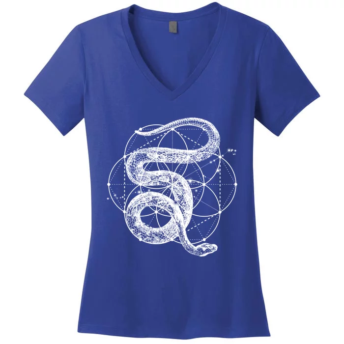 The Dharma Store Sacred Geometry Seed Of Life Snake Gift Women's V-Neck T-Shirt