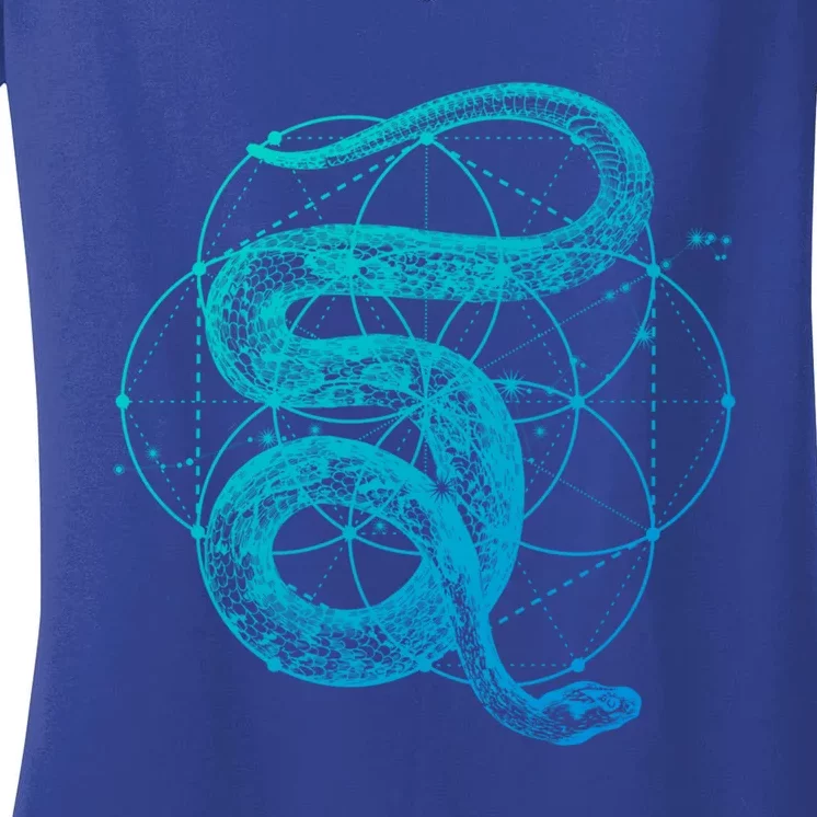 The Dharma Store Sacred Geometry Seed Of Life Snake Gift Women's V-Neck T-Shirt