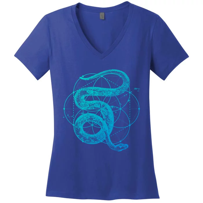 The Dharma Store Sacred Geometry Seed Of Life Snake Gift Women's V-Neck T-Shirt