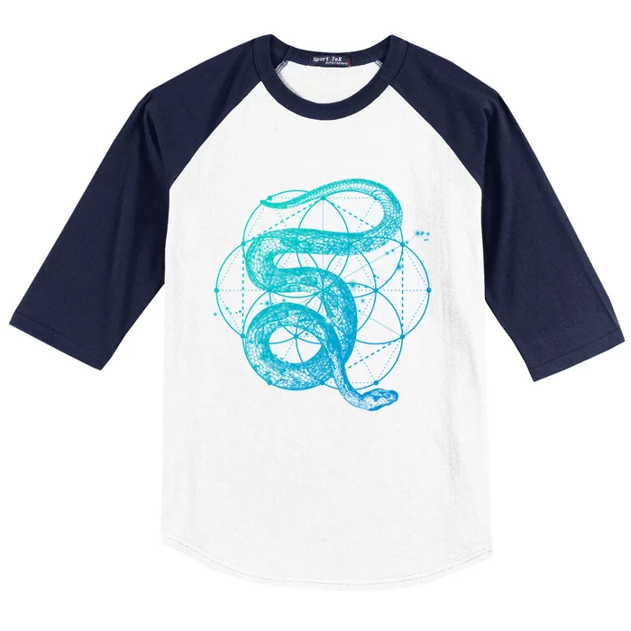 The Dharma Store Sacred Geometry Seed Of Life Snake Gift Baseball Sleeve Shirt