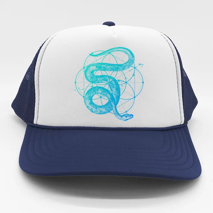 The Dharma Store Sacred Geometry Seed Of Life Snake Gift Trucker Hat