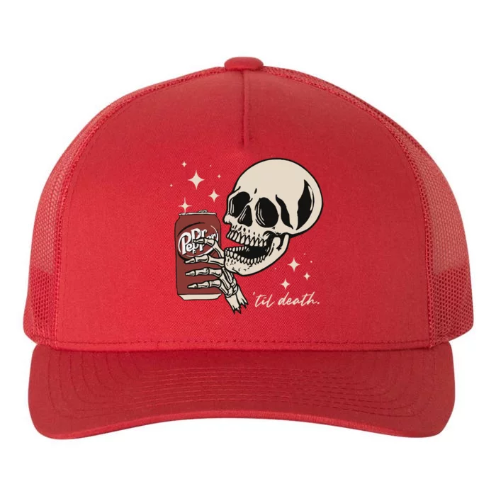 Til Death Spooky Season Skeleton Skull Horror Halloween Gift Yupoong Adult 5-Panel Trucker Hat