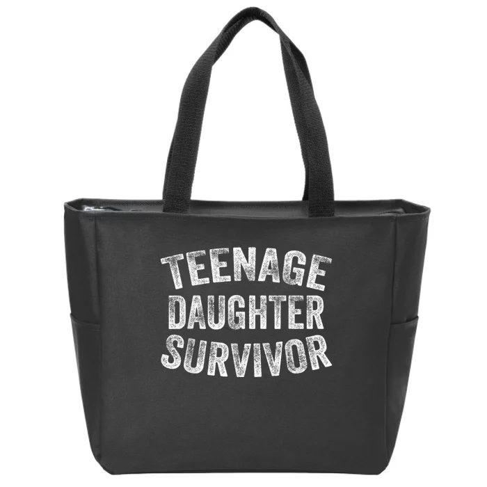 Teenage Daughter Survivor Funny Vintage Zip Tote Bag