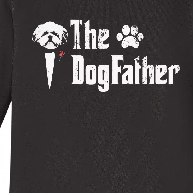 The Dogfather Shih Tzu Dog Dad Father's Day Gift Baby Long Sleeve Bodysuit