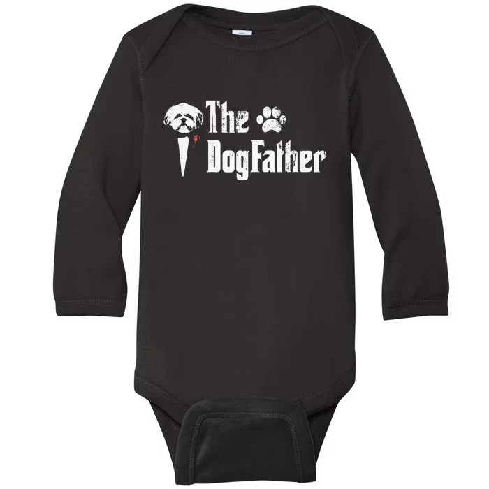 The Dogfather Shih Tzu Dog Dad Father's Day Gift Baby Long Sleeve Bodysuit