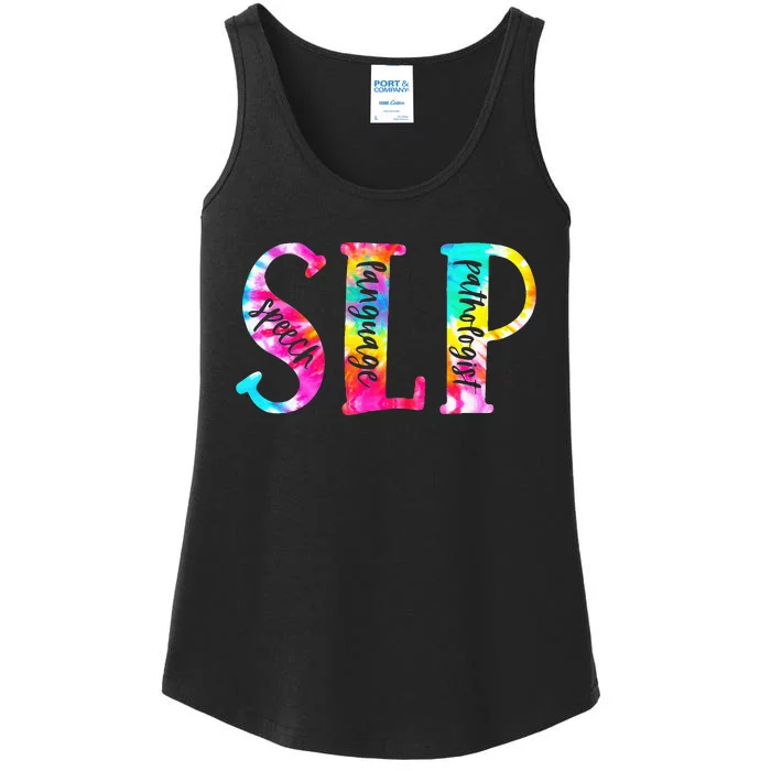 Tie Dye SLP Speech Language Pathologist Speech Therapy Ladies Essential Tank