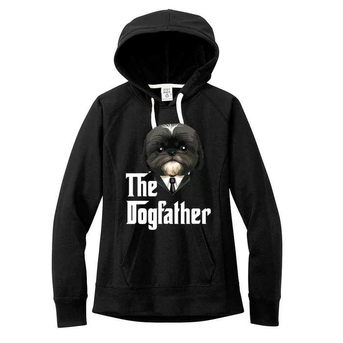 The Dogfather Shih Tzu Dad Shih Tzu Papa Funny Dog Owner Women's Fleece Hoodie