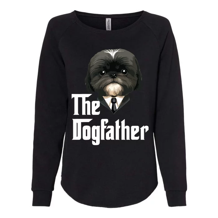 The Dogfather Shih Tzu Dad Shih Tzu Papa Funny Dog Owner Womens California Wash Sweatshirt