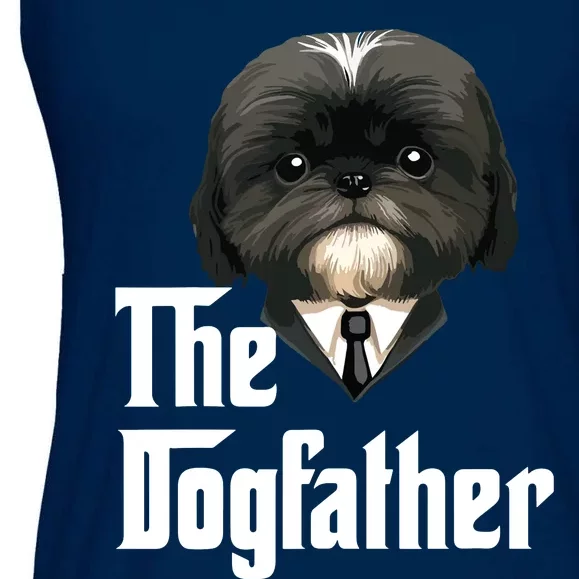 The Dogfather Shih Tzu Dad Shih Tzu Papa Funny Dog Owner Ladies Essential Flowy Tank