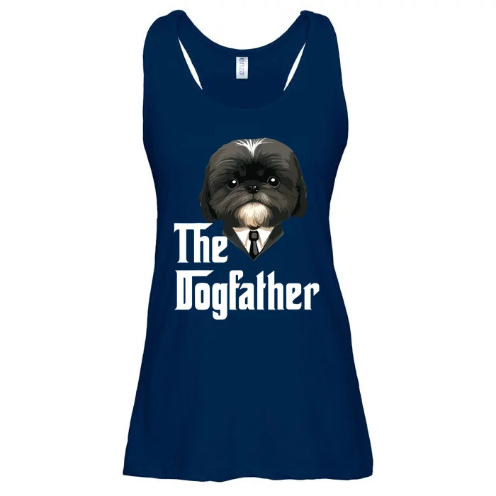 The Dogfather Shih Tzu Dad Shih Tzu Papa Funny Dog Owner Ladies Essential Flowy Tank