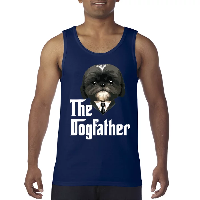 The Dogfather Shih Tzu Dad Shih Tzu Papa Funny Dog Owner Tank Top