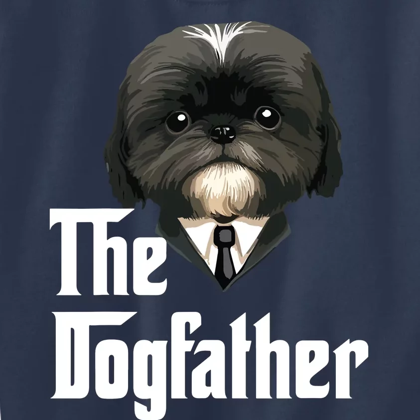 The Dogfather Shih Tzu Dad Shih Tzu Papa Funny Dog Owner Kids Sweatshirt