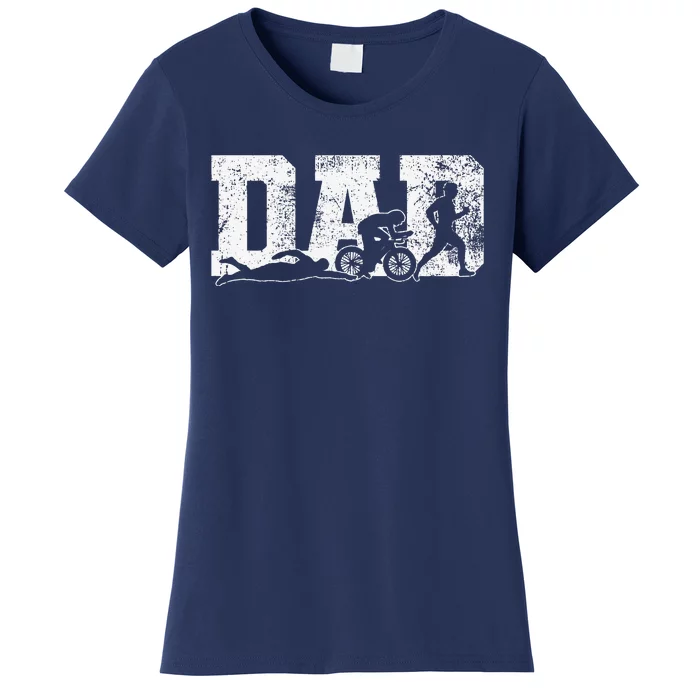 Triathlon Dad Swim Bike Run Fathers Day Women's T-Shirt