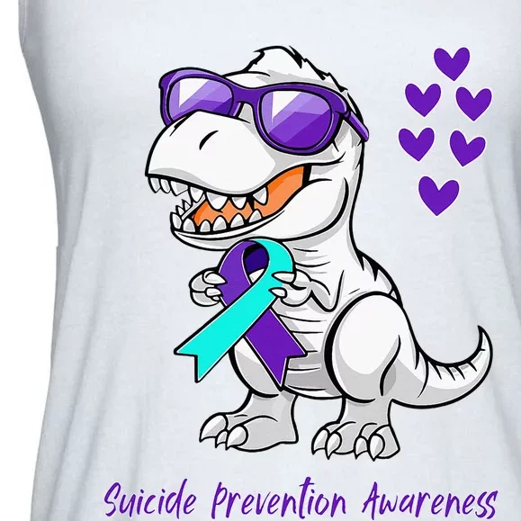 Trex Dinosaur Suicide Prevention Awareness Day Dino Ladies Essential Flowy Tank