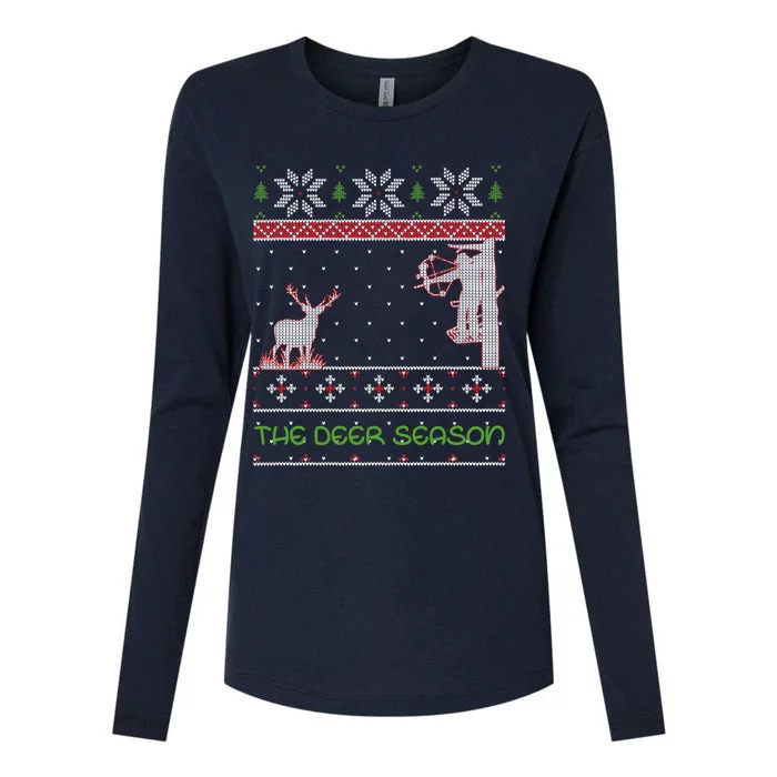 The Deer Season With Xmas Womens Cotton Relaxed Long Sleeve T-Shirt