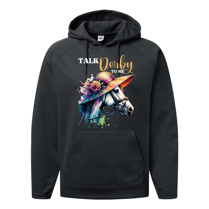 Talk Derby To Me Funny Racing Horse Performance Fleece Hoodie