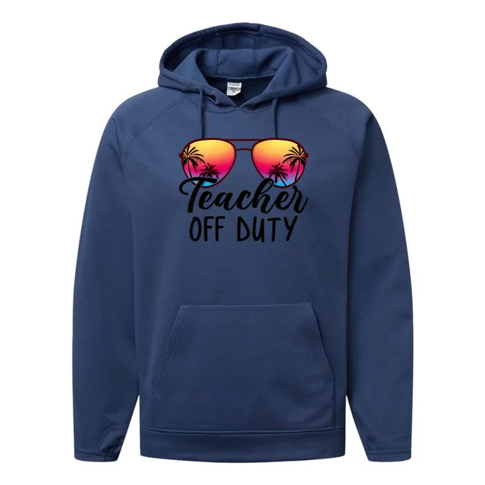 Tie Dye Teacher Off Duty Last Day Of School Teacher Summer Performance Fleece Hoodie