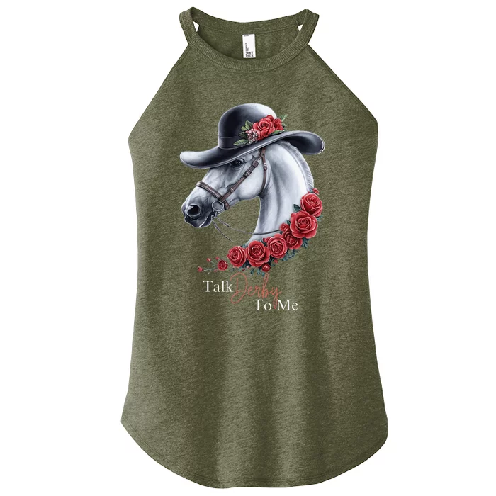 Talk Derby To Me Horse Racing Lover Derby Day Women’s Perfect Tri Rocker Tank