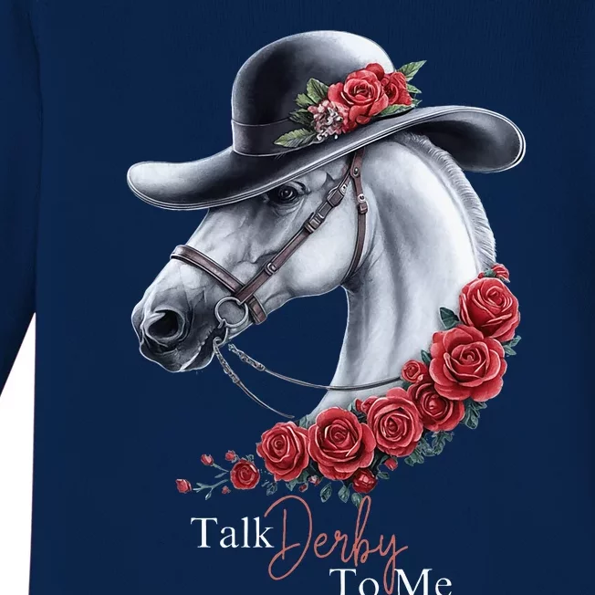 Talk Derby To Me Horse Racing Lover Derby Day Baby Long Sleeve Bodysuit