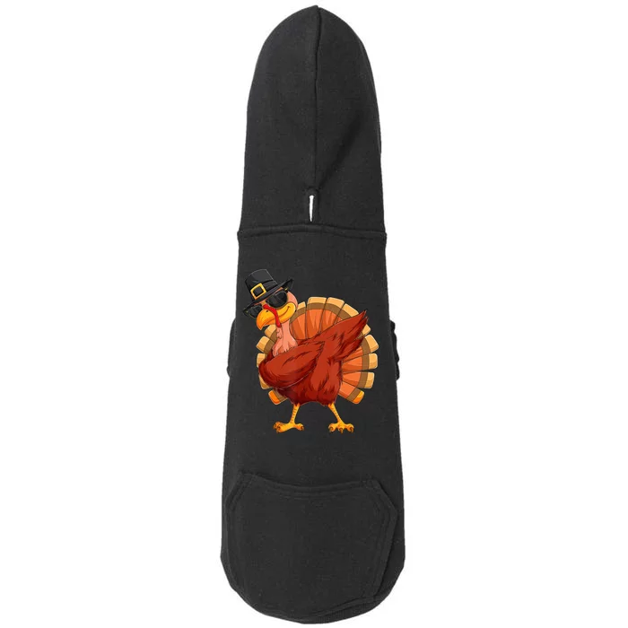 Thanksgiving Dabbing Turkey Doggie 3-End Fleece Hoodie