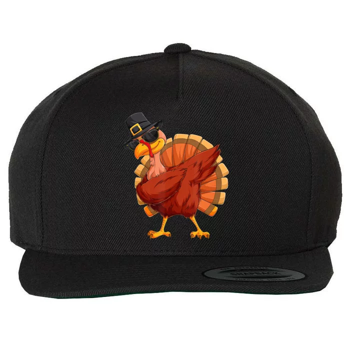 Thanksgiving Dabbing Turkey Wool Snapback Cap