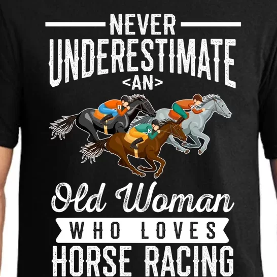 Talk Derby To Me Never Underestimate Old Cool Gifthorse Lover Gift Pajama Set