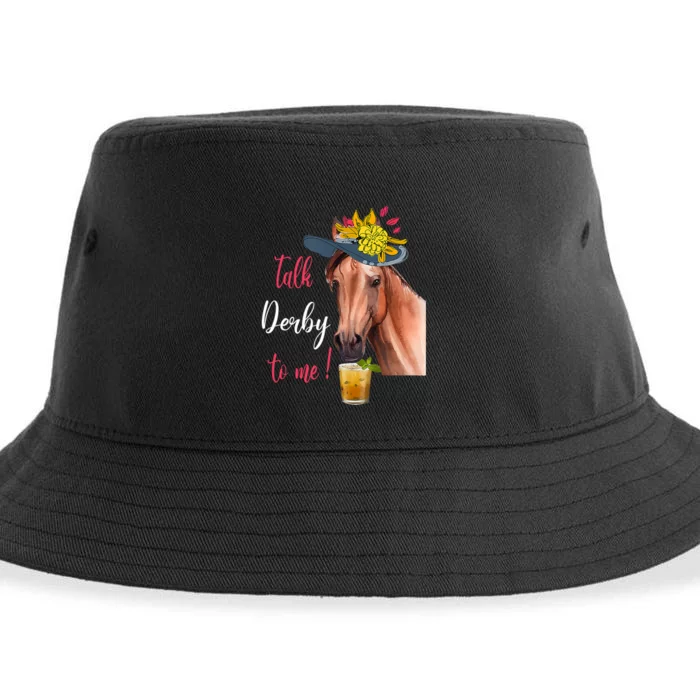 Talk Derby To Me Funny Horse Racing Lover Derby Day Sustainable Bucket Hat