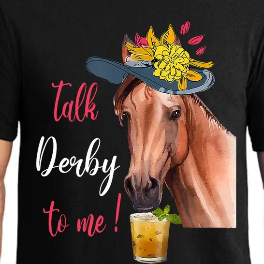 Talk Derby To Me Funny Horse Racing Lover Derby Day Pajama Set