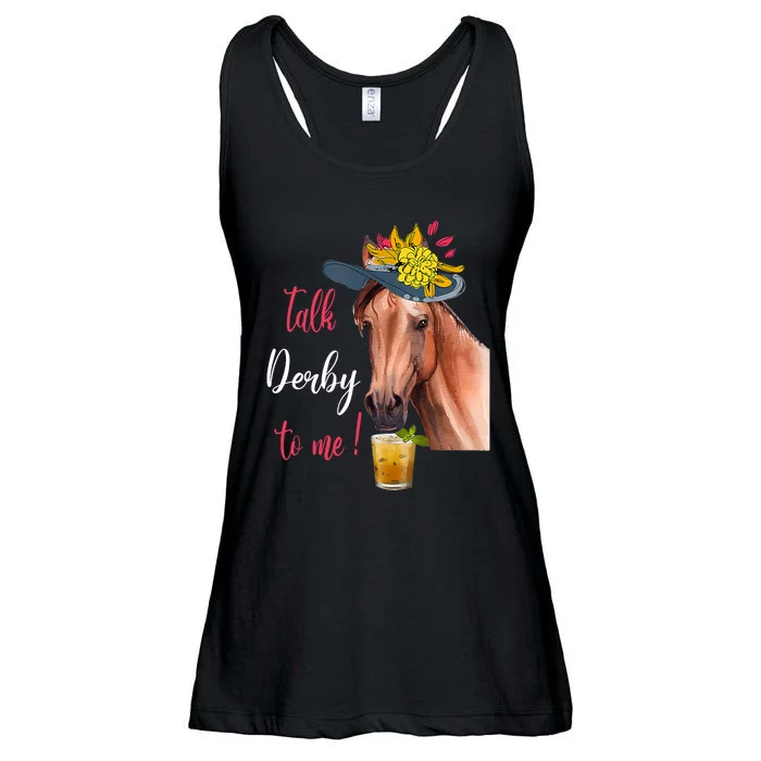 Talk Derby To Me Funny Horse Racing Lover Derby Day Ladies Essential Flowy Tank