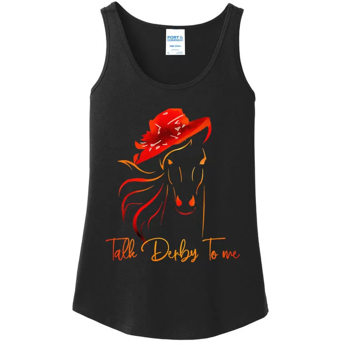 Talk Derby To Me Horse Racing Ladies Essential Tank