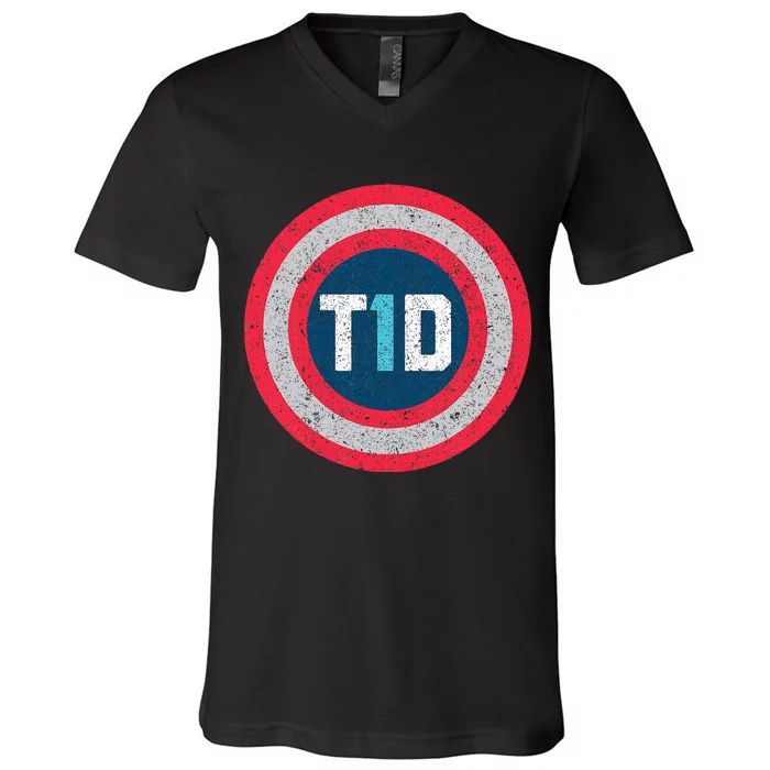 T1d Diabetic Type 1 Diabetes Awareness Kids V-Neck T-Shirt