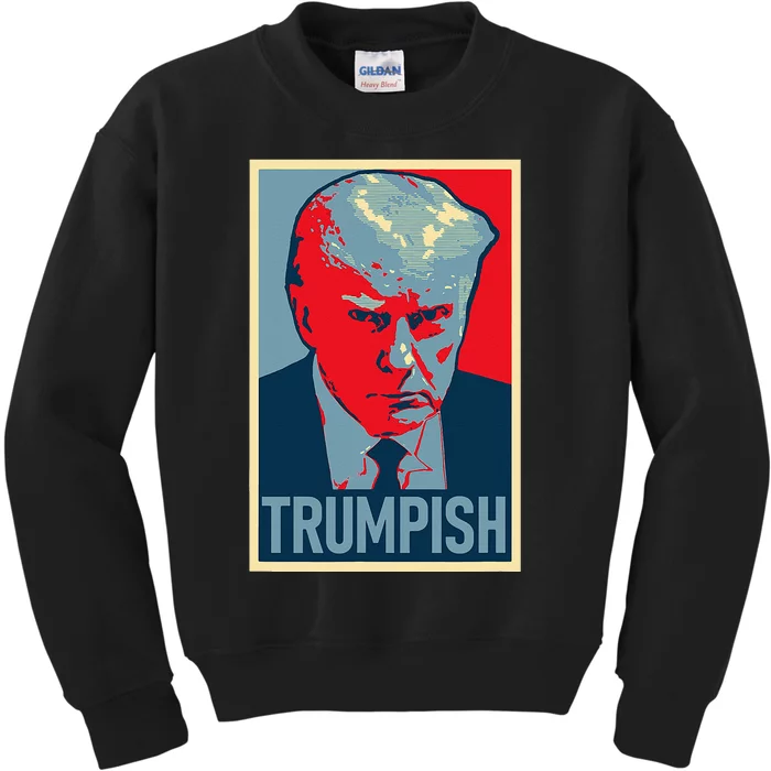 TRUMPISH DONALD TRUMP MUG SHOT Obama Hope Meme Parody Kids Sweatshirt