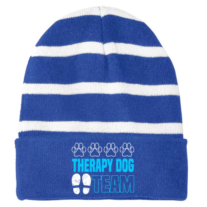 Therapy Dog Team Funny Gift Dog Trainer Gift Striped Beanie with Solid Band