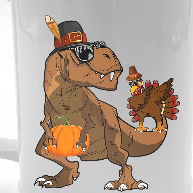 Thanksgiving Dabbing Turkey T Rex Dinosaur Costume Front & Back Beer Stein