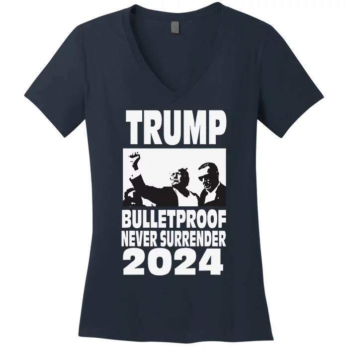 Teflon Don Trump 2024 Bulletproof Never Surrender Legend Women's V-Neck T-Shirt