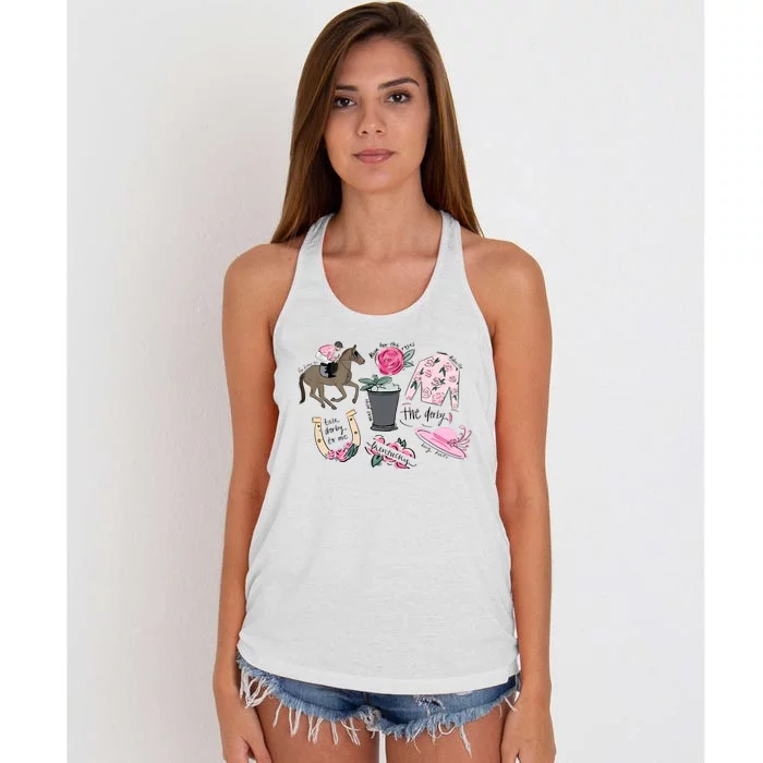 Talk Derby To Me Kentucky Horse Racing Women's Knotted Racerback Tank