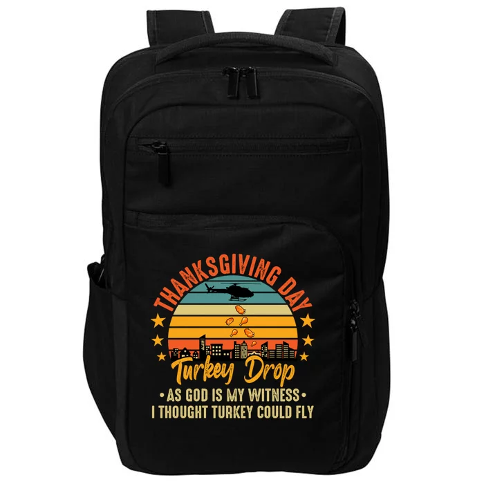 Thanksgiving Day Turkey Drop Vintage Retro Funny Gift Impact Tech Backpack