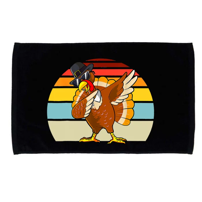 Turkey Day Thanksgiving Dabbing Pilgrim Vintage Retro Microfiber Hand Towel