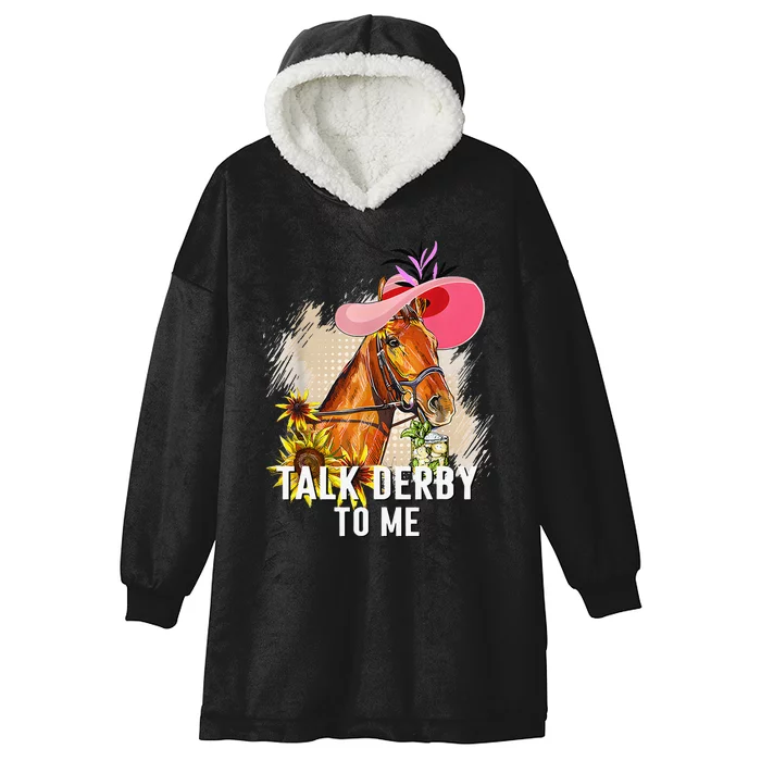 Talk Derby To Me Horse Racing Funny Derby Day Hooded Wearable Blanket