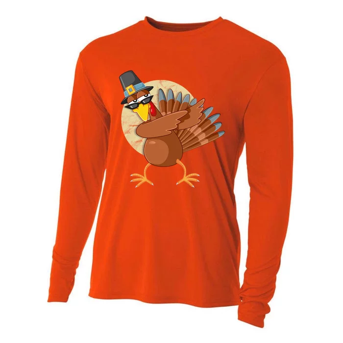 Thanksgiving Dabbing Turkey Gift Cooling Performance Long Sleeve Crew