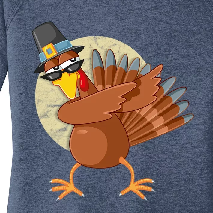 Thanksgiving Dabbing Turkey Gift Women's Perfect Tri Tunic Long Sleeve Shirt