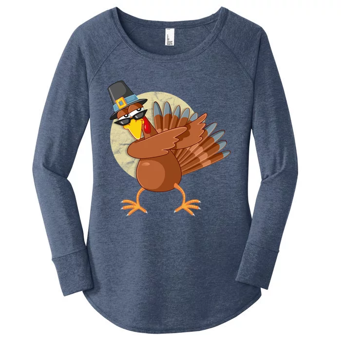 Thanksgiving Dabbing Turkey Gift Women's Perfect Tri Tunic Long Sleeve Shirt